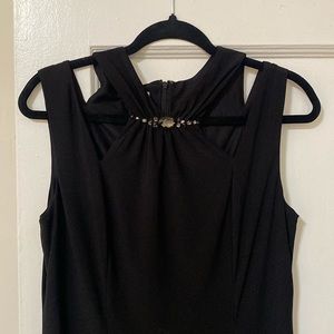 Anne Klein Black Cocktail Dress with Embellishment & Unique Neckline, 10